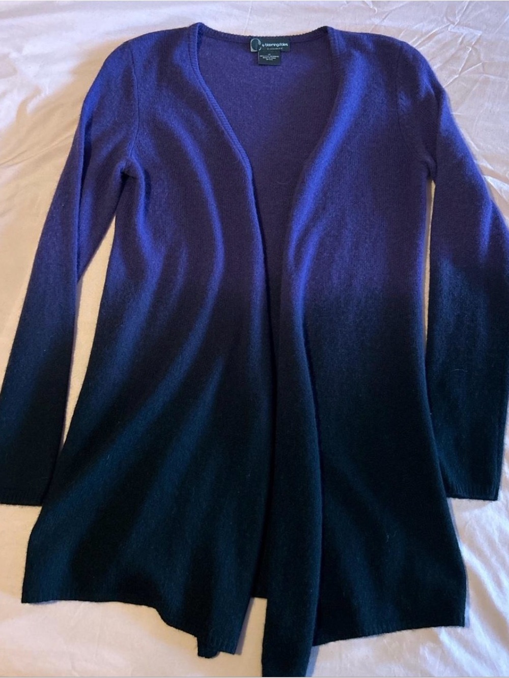 Bloomingdale's Deep Purple to Black Open-Front Long Cardigan